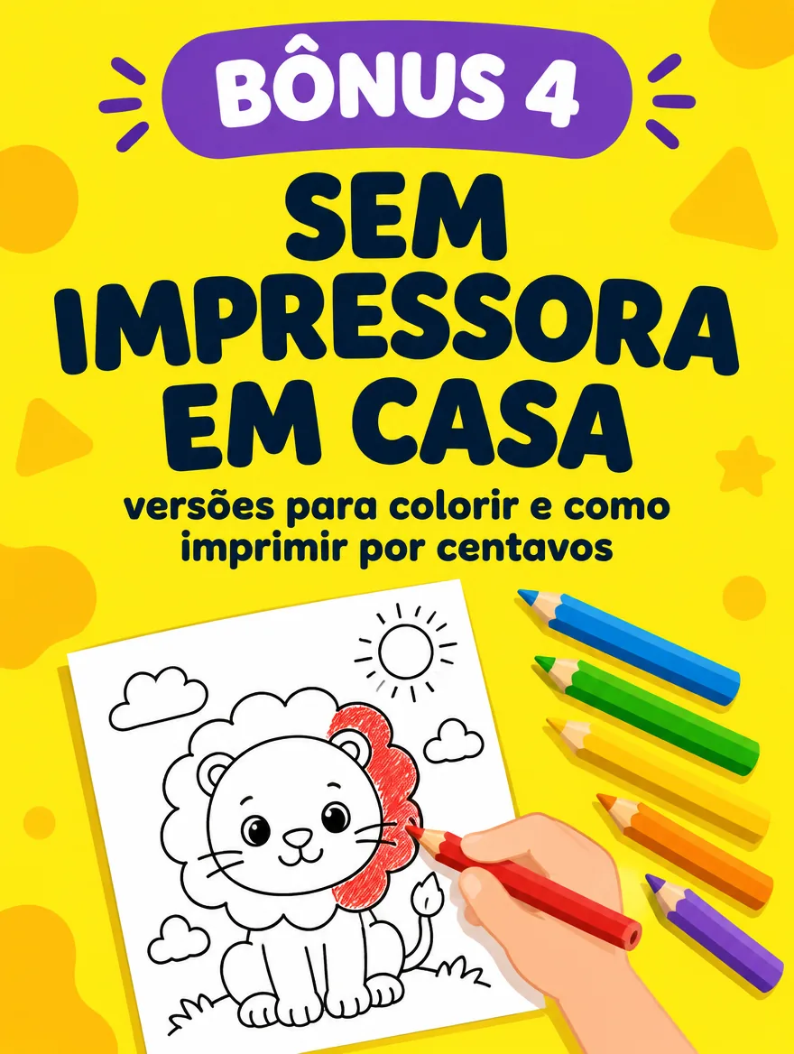 Capa do guia Sem impressora em casa com opções para colorir e imprimir em papelaria